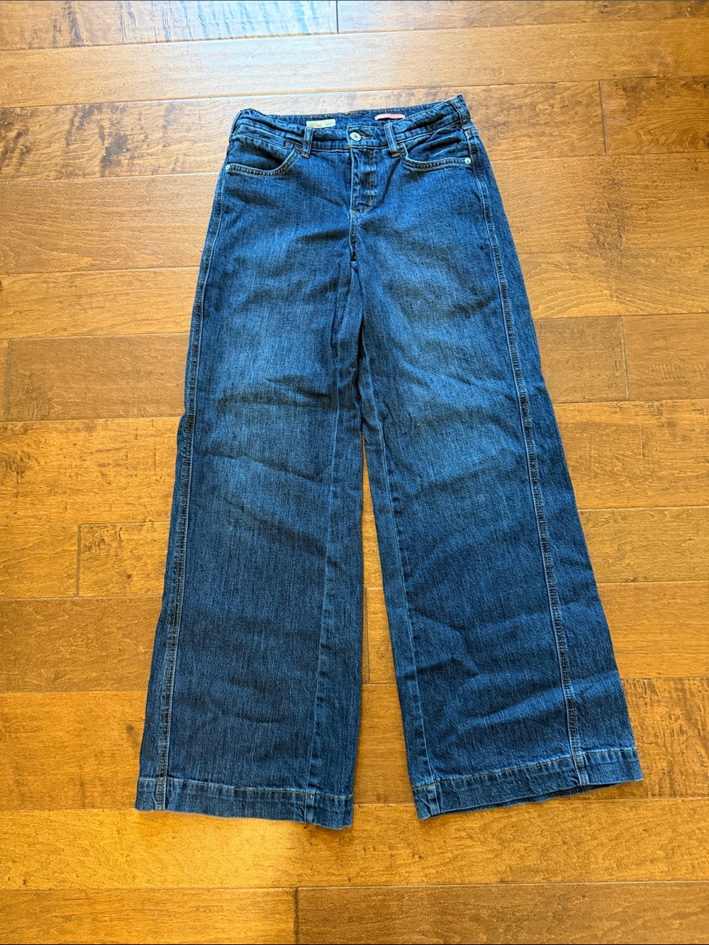 Pilcro Wide-Leg Jeans in Dark Blue Denim